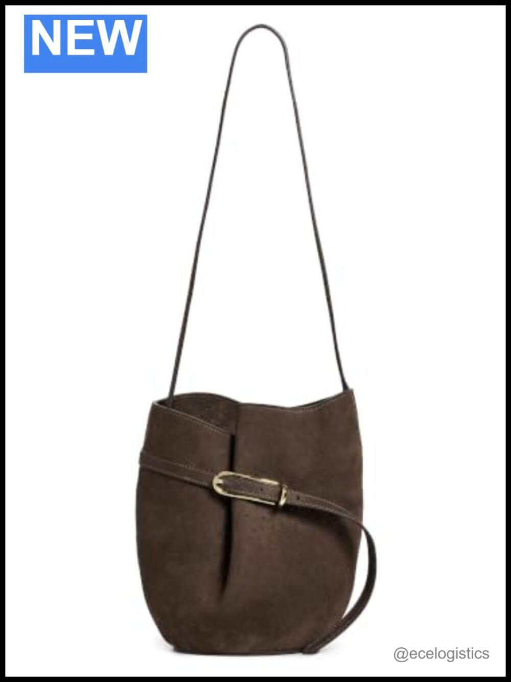 Luxury Nubuck Leather Adjustable Strap Bucket Handbag Gold Hardware